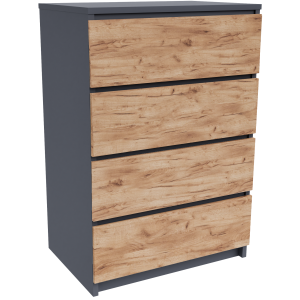 Komoda do salonu 4 szuflady Antracyt + Craft